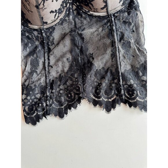 VICTORIA'S SECRET Black Beige Mesh Scalloped Lace Bustier Top, Size 36C - Picture 7 of 11